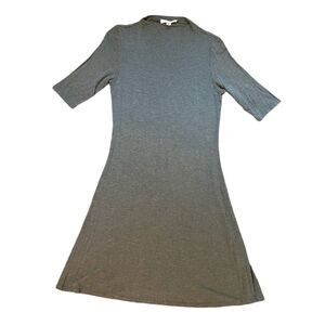 Amour Vert Dress Women's Large Gray Mock Neck Short Sleeve Swing Mini